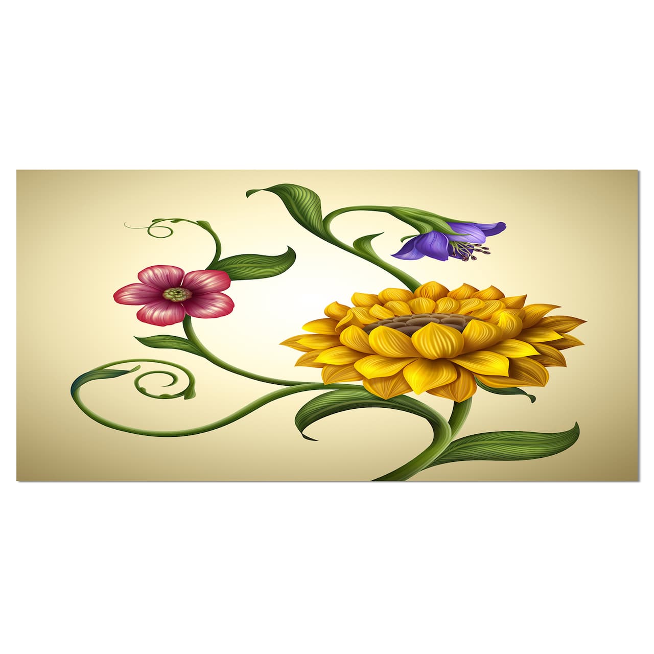 Designart - Flowers and Leaves - Floral Canvas Art Print